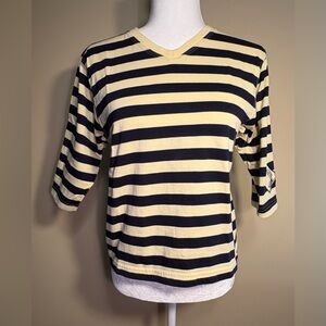 EUC Tee: Boxy, Polo-Style, Vtg AW Sport by Allyson Whitmore, Horizontal Stripes